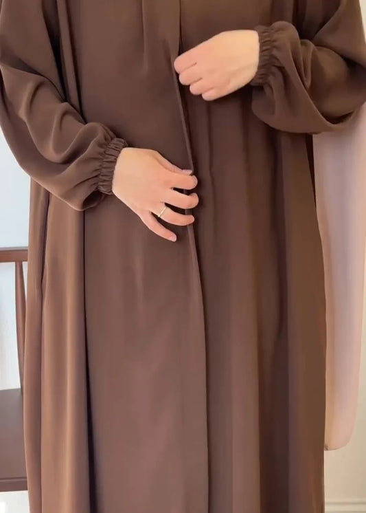 Premium Wool Peach Abaya Set with Matching Hijab