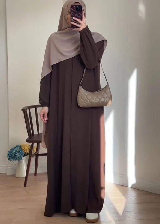 Premium Wool Peach Abaya Set with Matching Hijab