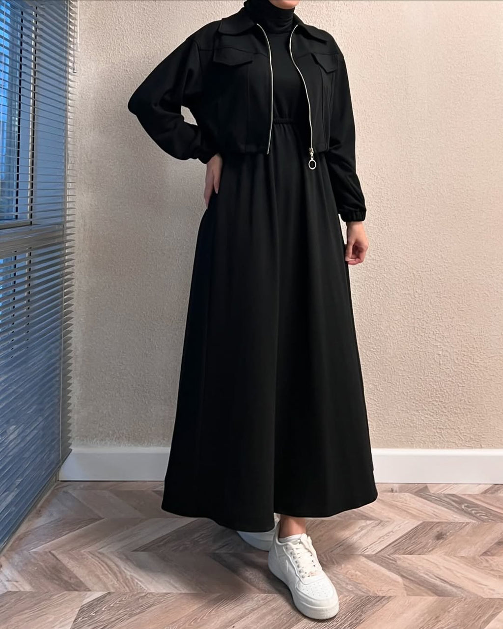 Urban Utility Fleece Two-Piece Dress & Zip Jacket Set